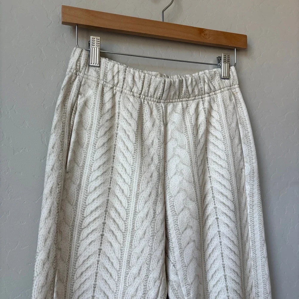 Rag & Bone Miramar Cable Knit Print Joggers Cream Beige 100% Cotton Size XS - Picture 3 of 10